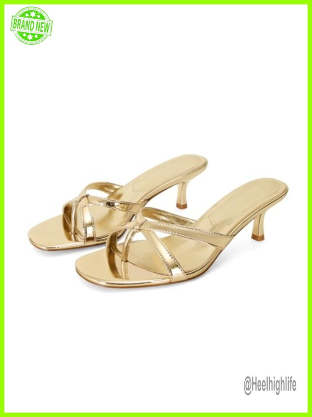 Kitten Heel Sandals for Women Flip Flop Strappy Mule Heels Round Open Toe Thong
